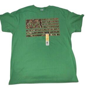 Realtree Mens Green Camouflage Flag Graphic T-Shirt Size XL